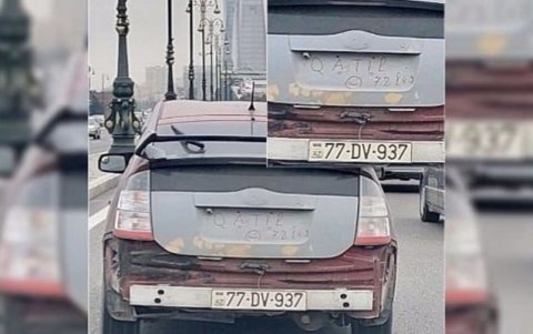 Avtomobilə “Qatil 78 leş” ifadəsini yazan sürücü saxlanıldı