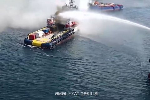 Xəzərdəki gəmidə baş vermiş yanğın tam söndürülüb