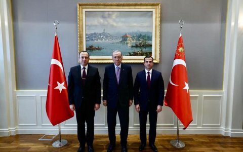 Azərbaycan nümayəndələri Ərdoğanın qəbulunda - FOTO