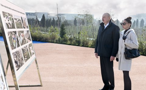 Bakıda yeni park: Prezident və xanımı açılışda - FOTO