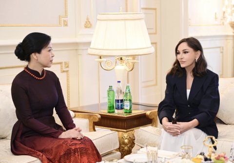 Mehriban Əliyeva baş katibin xanımı ilə görüşdü