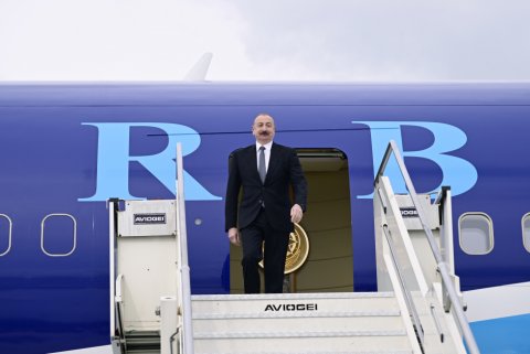 İlham Əliyev Albaniyaya getdi - FOTO