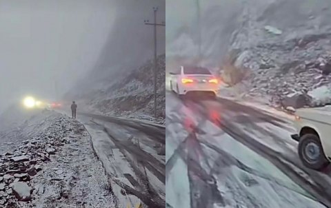 Lazaya gedən yol buz bağladı