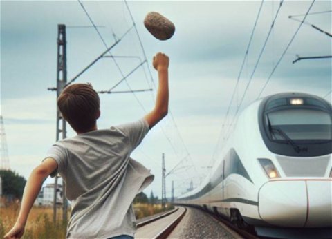 Sürət qatarına daş atan yeniyetmələr polisə çağırıldı